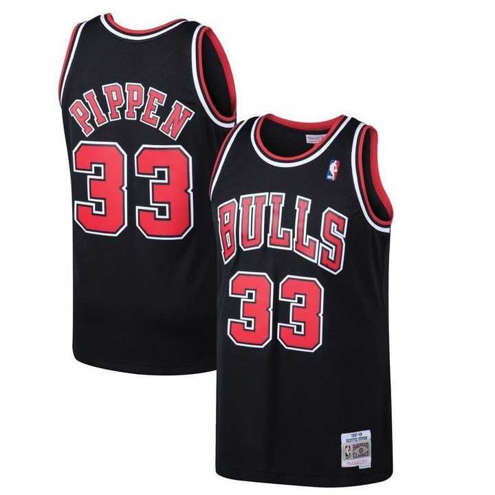 Men Chicago Bulls 33 Pippen Black red NBA Jerseys